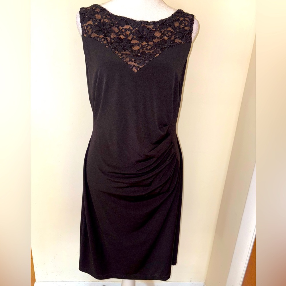 Connected Apparel Black Lace Sequin Cocktail Dress Size 8